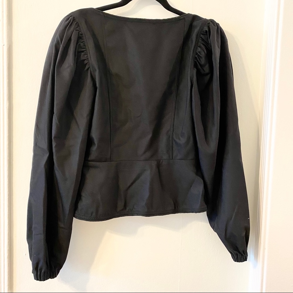L'Academie The Lauren Blouse Black Size Medium - Picture 3 of 8